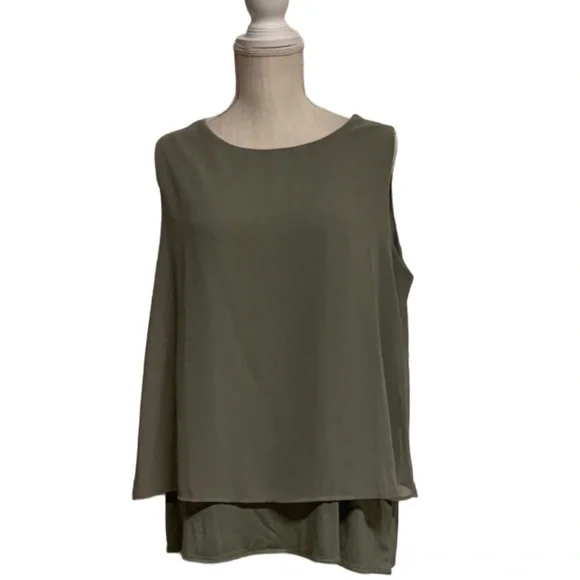 NWT CHICOS Olive Green Easy Wear Double Layer Tank Size Large - Picture 1 of 16